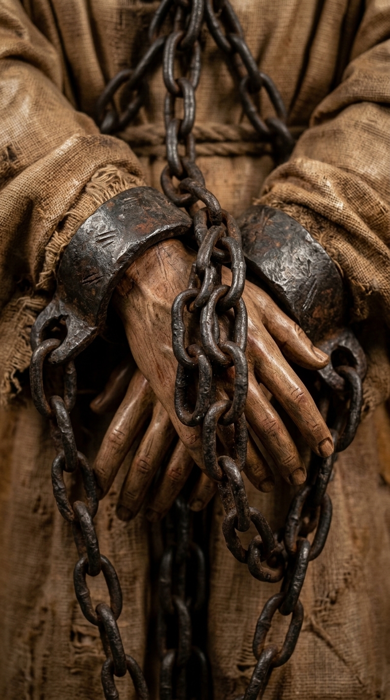 Manos atadas con cadenas