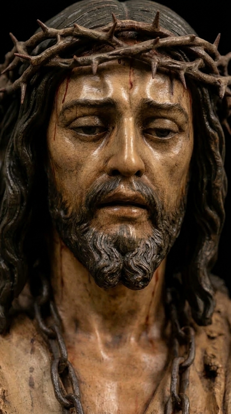 Rostro del Cristo, de cerca